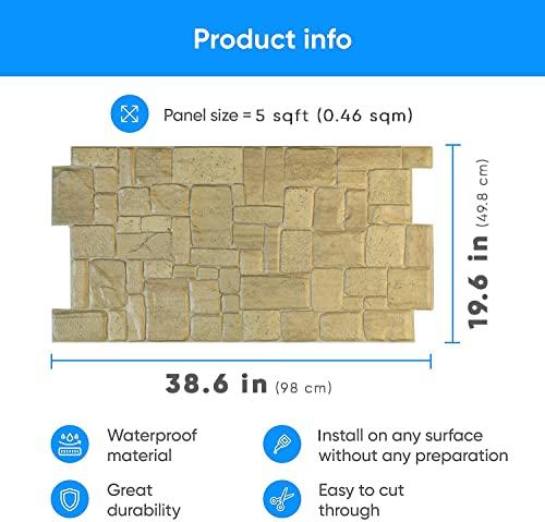 Smart Profile – 3D Wall Panels For Interior Wall Decor In "Stone Limestone Beige" Style For Home And Office, 2 Pack, Pvc, (Cover 10.6 Sq Ft) #TOP1