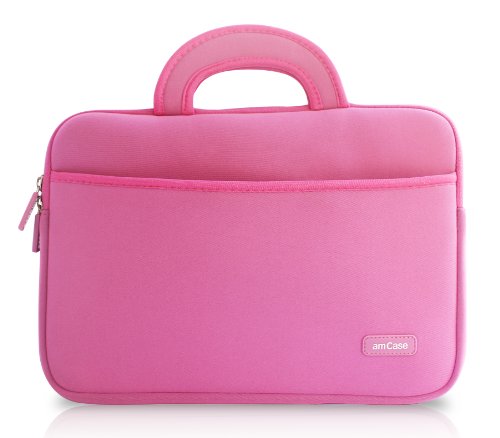 Image of amCase Chromebook Case-11.6 to 12 inch Neoprene Sleeve with Handle-Pink