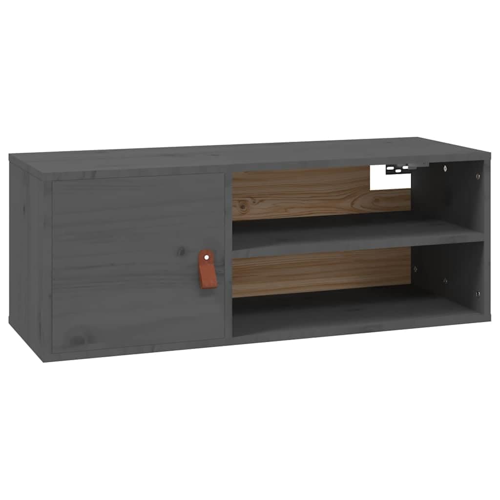 Armadio da parete grigio, 80 x 30 x 30 cm, in legno massello di pino