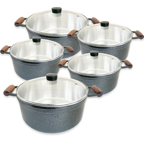 Conjunto de Panelas Caçarolas Cava 5 Peças Craquelado TVT