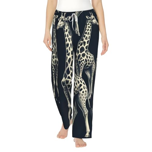 Pantalon de pyjama en polaire girafe grise pour femme