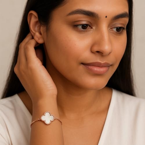 Image of Lucky Charm Clover Bracelet for Women | 925 Sterling Silver with 18K Gold Plating | Adjustable & Anti-Tarnish | Stylish Designer-Inspired Jewelry