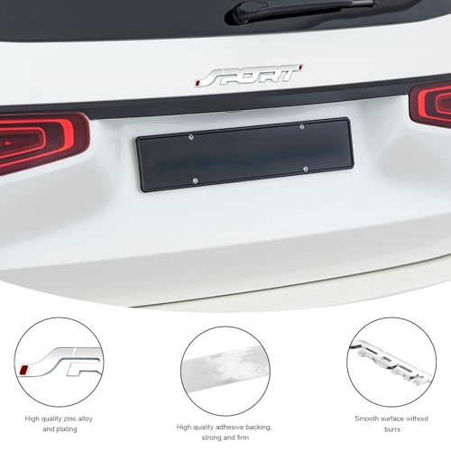 Image of 2 PCS Metal Car Sport Sticker, 3D Raised Car Fender Badge Front & Rear Tailgate Emblem with Sport Logo, Strong Adhesive Letters Decals for Front Hood Grill Rear Trunk (White)