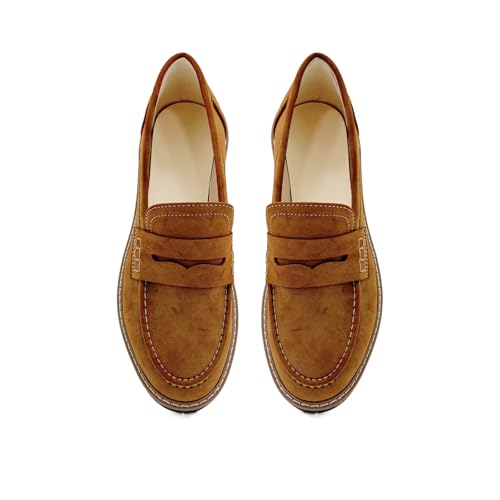 Bandkos Womens Platform Penny Loafer Slip On-Suede Chunky Dress Loafers Casual Business Oxford for Work - Image 3