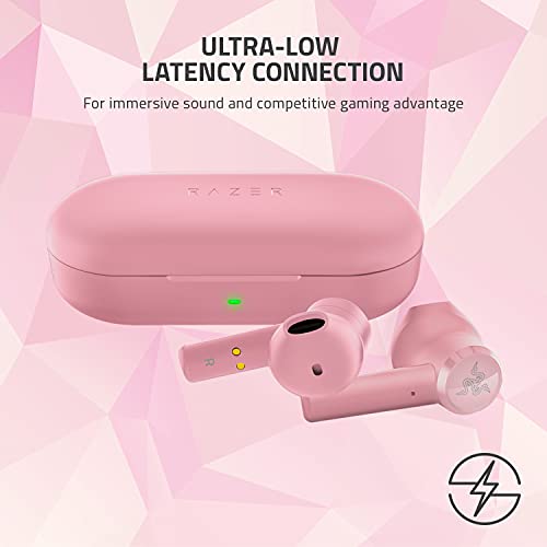 Image of Razer Hammerhead True Wireless Bluetooth Gaming Earbuds: 60ms Low-Latency - IPX4 Water Resistant - Bluetooth 5.0 Auto Pairing - Touch Enabled - 13mm Drivers - Quartz Pink