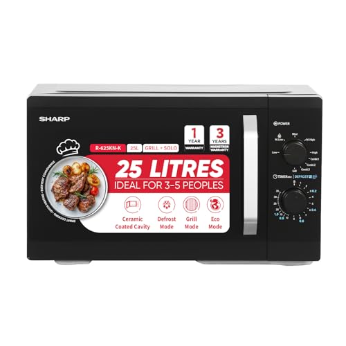 SHARP 25L Bake+Grill Microwave Oven, JAPAN TECHNOLOGY, Auto Menus, Ceramic Coating, Jog-Dial, Quick...