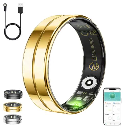 Bclsks Gifts Christmas for Women Men,Smart Ring for Women Men,Health & Activity Tracker with Heart Rate,Sleep Monitoring/Blood Oxygen/Motion Tracking,Waterproof & No Subscription Required Gold 10