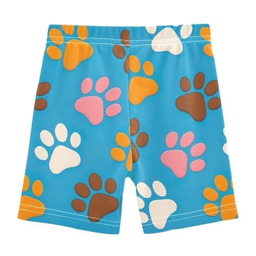 Multi Colored Paw Prints Brown Toddler Girl Biker Shorts 4t Shorts for Under Skirts Cotton Kids Clothes2