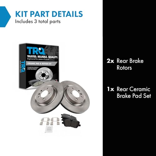 Image of TRQ Rear Ceramic Brake Pad and Rotor Set | For 14-17 Land Rover Range Rover with 350mm Diameter Rear Rotors 18-20 Land Discovery V6 3.0L Gas Engine 21 Range V6 3.0L