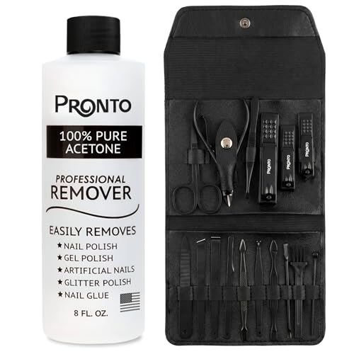 Pronto 100% Pure Acetone Nail Polish Remover with Manicure Set