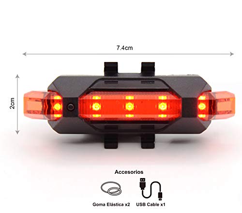 SMAMS Luz Trasera Potente para Bicicleta Recargable USB - Potente LED Faro Trasero Bici - Muy Luminoso,Impermeable y Fácil de Instalar Luces Rojas Máxima Seguridad Ciclismo Cover