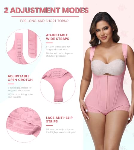Image of SHAPSHE Fajas Colombianas Moldeadoras Post Surgery Body Shaper with 8 Bones | Postpartum recovery support, stage 2-3 compression garment, womens shapewear tummy control, elastic breathable nylon spandex
