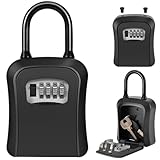キーボックス 鍵 ボックス 南京錠 ロック ダイヤル式 4桁 キー収納 大容量 防犯 盗難防止 日本語説明書付き (ブラック, U型)