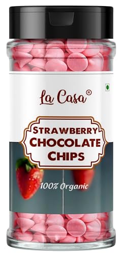 Image of La Casa Strawberry Chocolate Chips | Ideal for Baking & Garnishing | 100g |