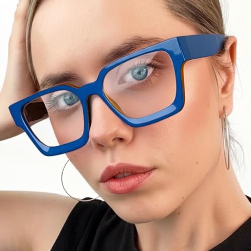 Image of livho Oversized Eyewear Frame for Woman and Men - Rectangle Fashion Glasses for Computer, Chic Preppy Frame