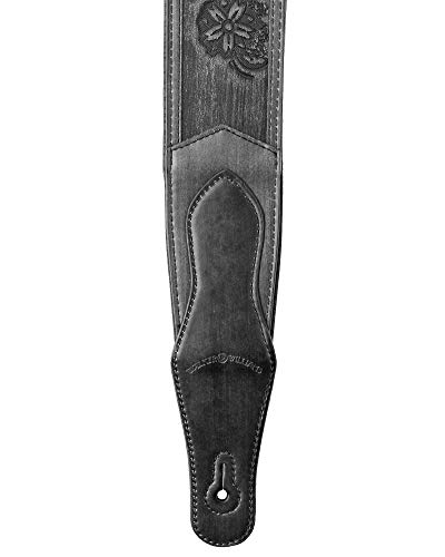 Walker & ‿Williams LIE-12 Sangle rembourrée en cuir pour guitare avec outil en relief Noir - Les Beatles, Paul McCartney, John Lennon, RIngo Starr, George Harrison Walker & ‿Williams LIE-12 Sangle rembourrée en cuir pour guitare avec outil en relief Noir – Image 5