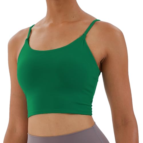 Image of Women's Strappy Stretch Sports Bra Longline Yoga Tank Top Fitness Bra Workout Camisole Crop Tops for Teen Girl