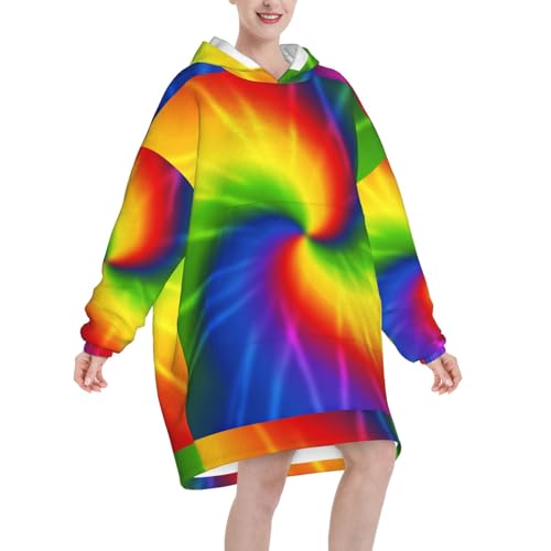 Sweat à capuche couverture tie-dye arc-en-ciel : restez au chaud les mains libres