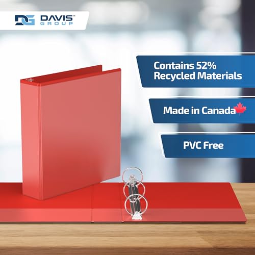 Image of Easyview 3-Ring Binder, Clear-View Cover, 2 inch Round Rings, Red, 6 Pack