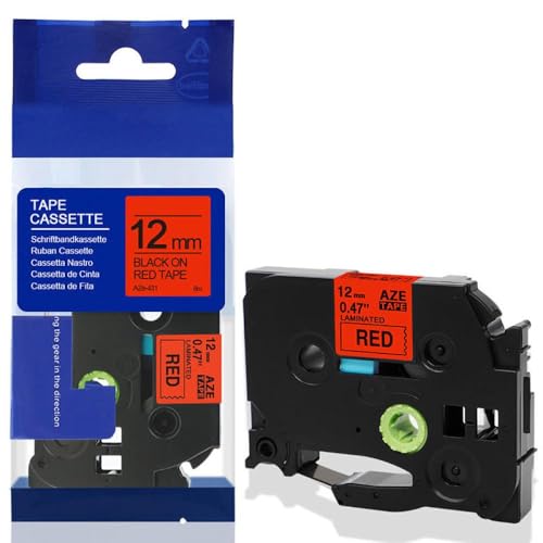 xv^[p12mm݊xe[vTZE631 TZE231 TZE131 PTH110 PTP710BT PTD200 PTD210 PTH100}Vƌ݊̂(Black on Red)