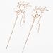 2 Pcs Rhinestone Pearl Flower Hair Stick Chinese Hair Chopsticks Vintage Tassel Hair Pin Chignon Pin Chopsticks Hair Styling Hair Making Accessories for Women (White)