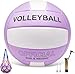 ZLY Volleyball,Official Size 5 Volleyballs for Indoor Outdoor,Soft Touch Volleyballs for Beach Play Pool Training Game with Ball Pump(Purple)