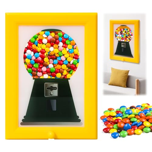 Wall Mounted Gumball Machine Picture Frame Sweet Dispenser, Candy Dispenser Picture Frame, Wall Art Gumball Vending Machines Toy Frames Gadgets for Home Decor