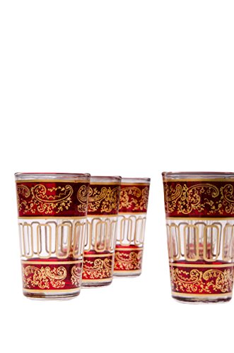 Orientalische verzierte Teegläser Set 6 Gläser lamia Rot Gold | Marokkanische Tee Gläser Set 6 teilig Deko orientalisch… – Bild 3