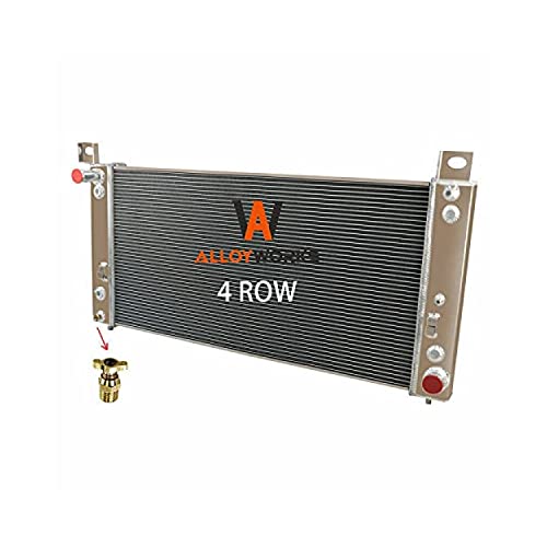 ALLOYWORKS 4 Row Radiator Replacement for 1999-2014 Chevrolet Silverado 1500 2500 HD Suburban Tahoe GMC Yukon 6.2L V8 Engine Radiators, Full Aluminum Crossflow Radiador, 34
