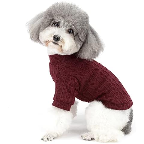 Zunea Jerséis Clásico para Perros Pequeños Abrigo Cálido de Invierno Cachorros Ropa Suéter de Algodón Suave Ropa de Punto Cover