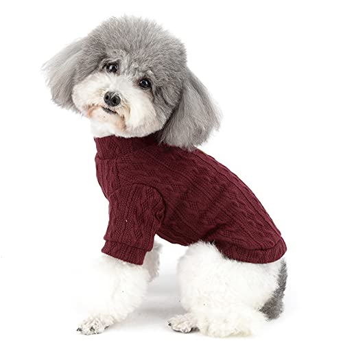 Zunea Classic Dog Sweater for Small Dogs Girls Boys Winter Warm Coat Puppy Clothes Jumper Soft Cotton Knitwear Pullover Knitted Apparel Cold Weather Pet Clothing for Chihuahua Doggie Red XL
