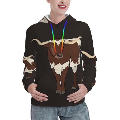 Sweat à capuche vache femme avec poche kangourou extensible