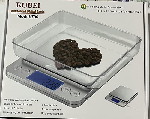 KUBEI grande dimensione 5kg/0.1g Bilancia digitale da cucina, Bilance Alimenti in acciaio inossidabile Tavolo di pesatura, USB Ricaricabile pesa in grammi e once