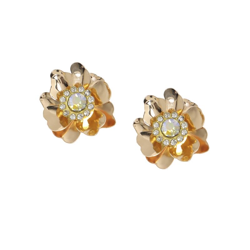 SOHI Womens Crystal Flower Stud Earrings For Casual Wear | Gold Colour | Alloy Material | Push Back Closure | Artificial Stones Earrings | Earrings For Woman & Girls (9740) (B0CHDZR8BW) Amazon Price History, Amazon Price Tracker