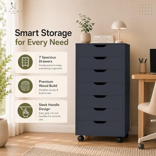 Image of Naomi Home Multi-Drawer Storage Cabinet with 7 Drawers, Compact Organizer for Living Spaces & Home Storage