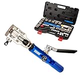 REDLOONG 72485-PRC Universal Hydraulic Flaring Tool Set (Includes 3/8' and 1/2' Transmission Cooling Line Die and Adapter Sets) with Tube Cutter, Silver/Blue