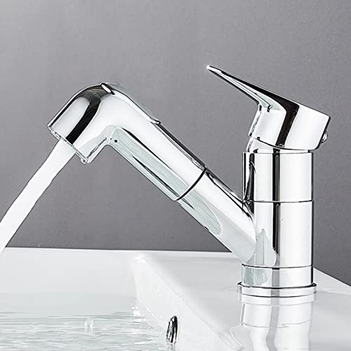 Mitigeur de lavabo extractible chrome robinet salle de bains eau chaude froide