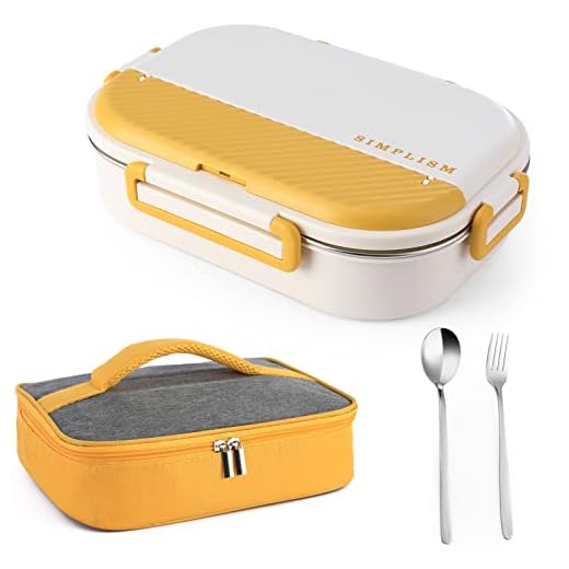 Barfen Bento Box Adult Lunch Box, 1400ML 4 Compartment Stainless Steel Bento Lunch Box Lunch Box Containers for Adults Leak-Proof Microwave Dishwasher Freezer Safe(Yellow)