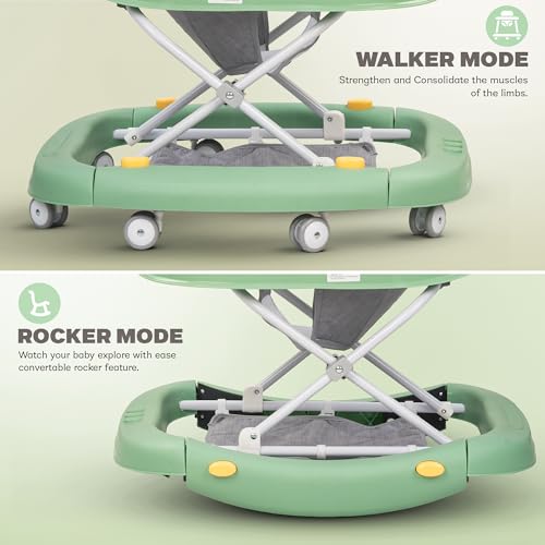 Image of Baybee 2 in 1 Gypsy Baby Walker for Kids with Rocker, Parental Push Handle | Activity Push Walker with Adjustable Height & Musical Toy Bar | Kids Walker for Baby 6-18 Months Boy Girl (Green)