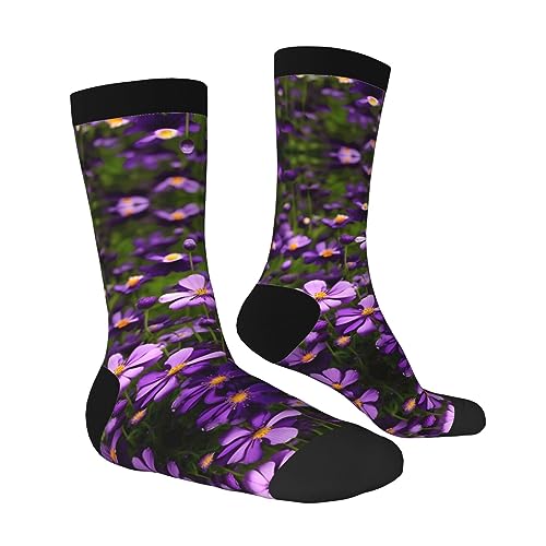 Purple Flowers Adult Sports Socks-Men'S Cotton Mid-Calf Socks:A Fusion Of Comfort,Style,And Functionality3