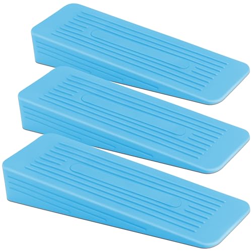 AFFIXERS Door Stop | Door Stoppers for Floor Anti-Skid, Durable, and Heavy Duty Rubber Door Stops | Ideal for All Types of Surfaces | Door Wedges Indoors (Blue, Pack of 3)