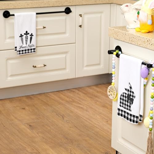 Arkeny Easter Kitchen Towels For Easter Decor Black Buffalo Plaid Check Bunny Dish Towels 18X26 Inch Bar Drying Cloth Carrot Hand Towel For Kitchen Bathroom Party Easter Decorations Set Of 2 thumb #4