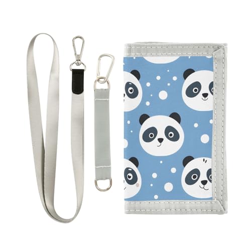 ALAZA Kids Wallets for Boys Girls Toddler Trifold Wallet Children Small Panda Blue with Zipper Coin Pocket