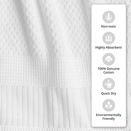 Ny Loft 100% Cotton Bath Towel 4 Pack | Super Soft & Absorbent Quick-Dry Bath Towels 30" X 52" |Textured And Durable Cotton | Trinity Collection (4 Pack Bath Towel, Bright White) #TOP1