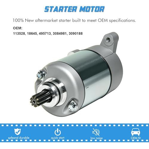 Image of Starter Motor and Drive Combo Kit Replacement for Polaris 3090188 3084981 57-2688 Sportsmen Sportsman Ranger Magnum Trail Blazer Trail Boss 1995-2014 335 400 450 500 ATVS SMU0061, 41054020, 41054020R