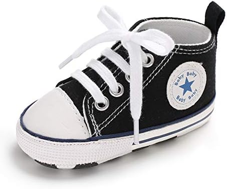 Antheron Baby Girls Boys Canvas Shoes Soft Sole Toddler First Walker Infant High-Top Ankle Sneakers Newborn Crib Shoes