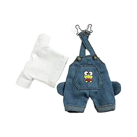 XiDonDon 1/12 BJD Doll Clothes Fashion Suspender Pants + T-shirt Set for ob11,gsc,body9 Dolls Accessories (Dark Blue) Cover