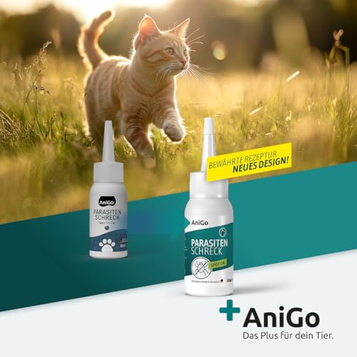 AniGo Parasitenschreck Spot On für Katzen 50ml – Flohmittel & Zeckenmittel für Katzen, Effektiv gegen Ektoparasiten Floh und Zeckenmittel, Lösung zum Auftropfen, Floh- & Zeckenschutz