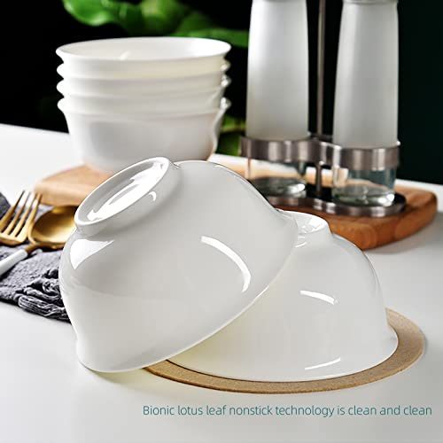 Gang Rinpoche Bone China Bowls Sets, 20 Oz Fine Bone China Cereal Bowls, Soup Bowls, Salad Bowls, Pho Bowls, White Porcelain Bowl Set Of 4, 6 Inch #TOP3
