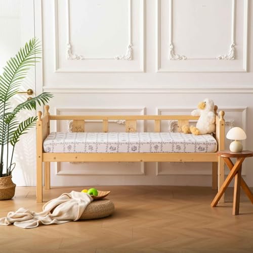 Image of SDY Jersey Floral Crib Sheets for Baby Boys and Girls,52 inchx28 inchx8,2 Pack,Neutral Flower Standard Oval /Retangle Crib Mattress Sheets for Toddler,Super Soft Breathable